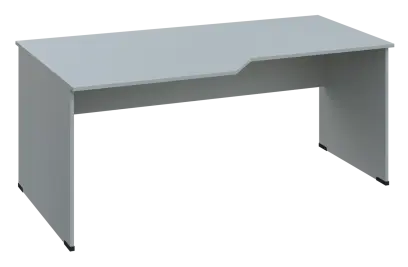 EZL 18 - 188 stůl kancelářský, rohový, levý, dřevěná podnož, deska 18 mm, široký 1800 mm, šedá